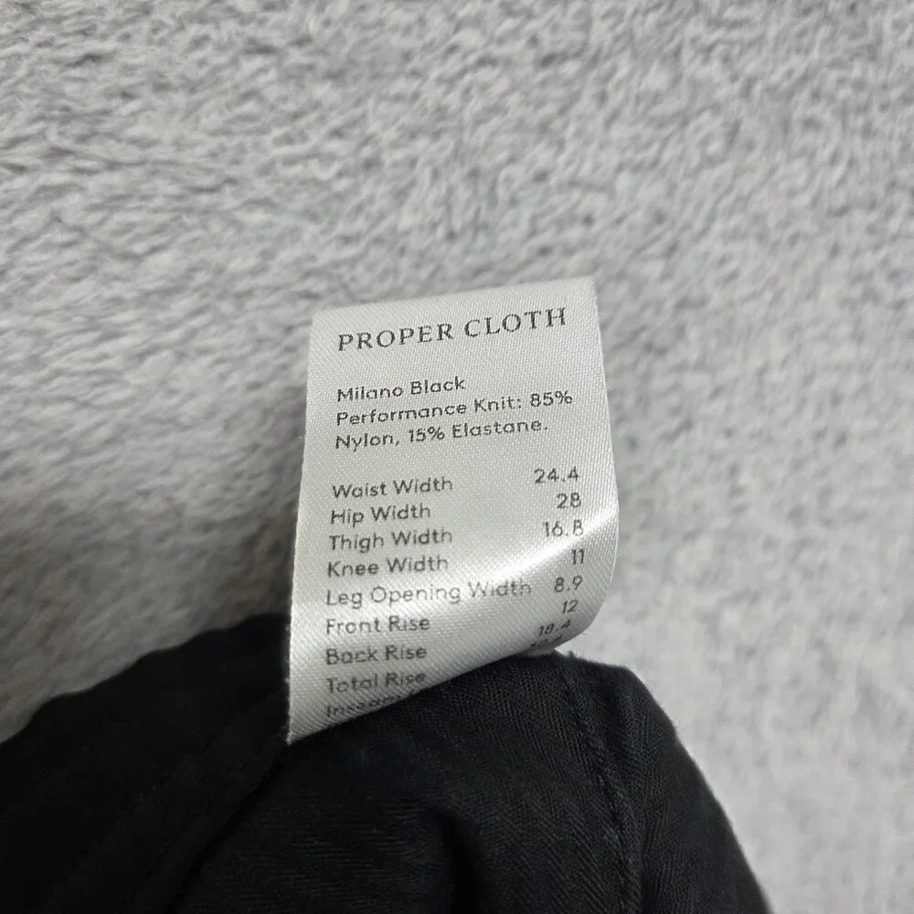 Proper Cloth Pants Mens 46x29 Black The Milano Performance Jogger Travel Comfort